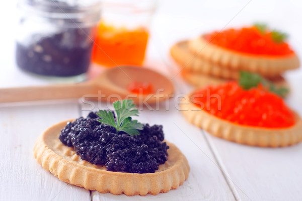 Rot schwarz Kaviar Essen Fisch Abendessen Stock foto © tycoon