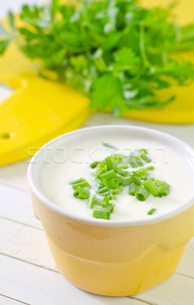 Crema agria mesa verde leche cocina Foto stock © tycoon