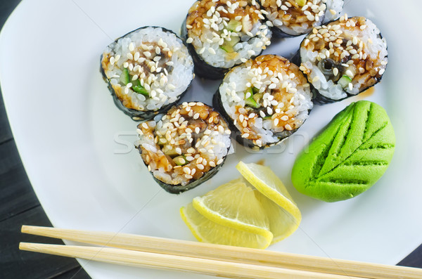 Foto d'archivio: Sushi · pesce · piatto · japanese · pepe · riso