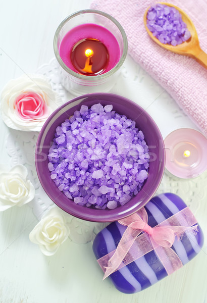 sea salt, soap and candle Stock photo © tycoon