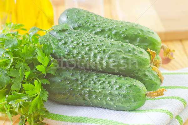 Gurken Essen Gesundheit Gemüse frischen Knoblauch Stock foto © tycoon