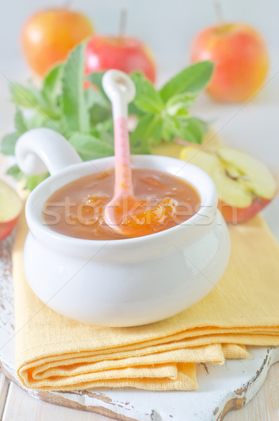 Stock photo: jam and apples