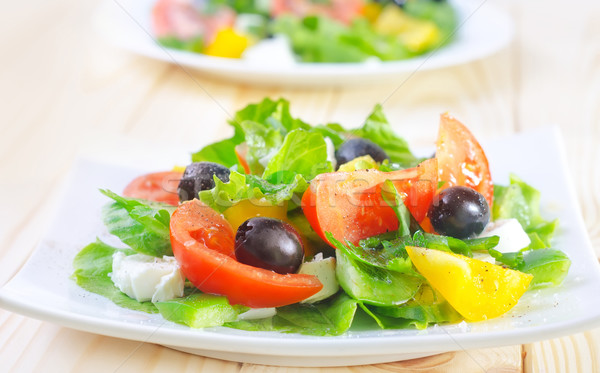 Griechisch Salat Essen Licht Gesundheit Hintergrund Stock foto © tycoon