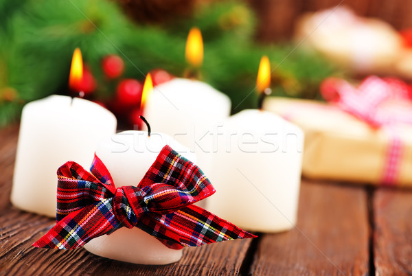 Рождества свечей лента таблице украшение смерти Сток-фото © tycoon