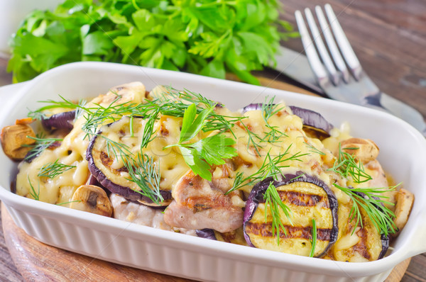Stock photo: eggplants with meat and cheese