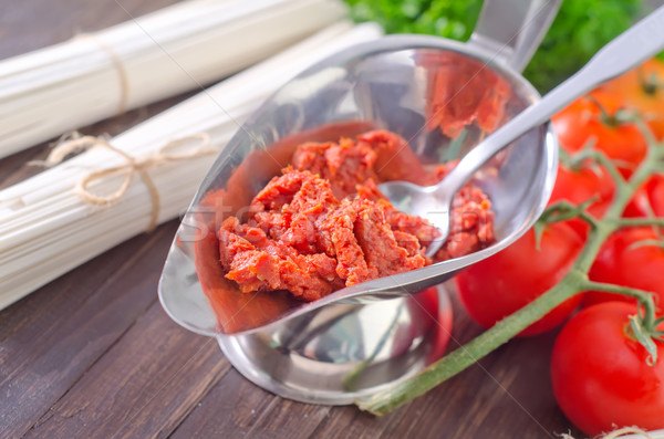 Salsa di pomodoro legno tavola rosso pasta pranzo Foto d'archivio © tycoon