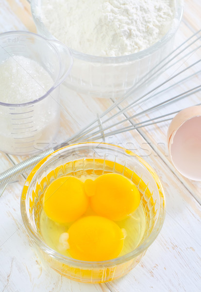 Malzemeler cam yumurta kek fincan tahta Stok fotoğraf © tycoon