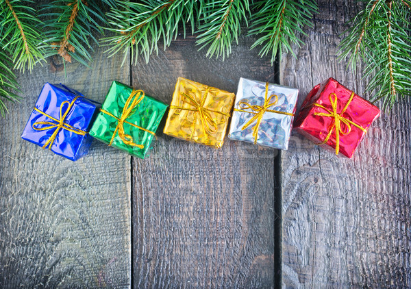 Stockfoto: Presenteert · kleur · christmas · tabel · hemel · hand