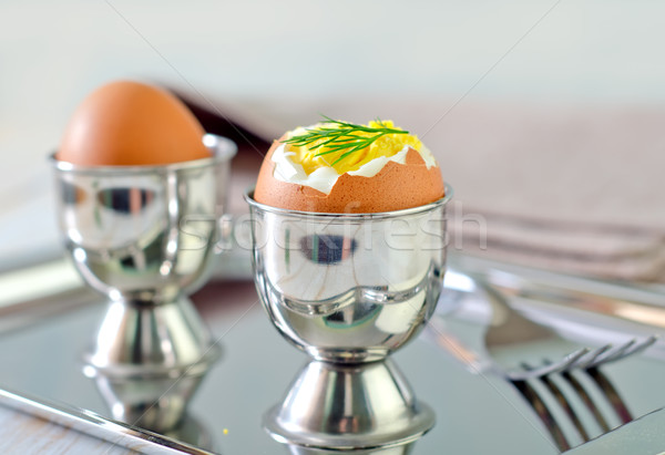 Huevos desayuno taza Shell cocina Foto stock © tycoon