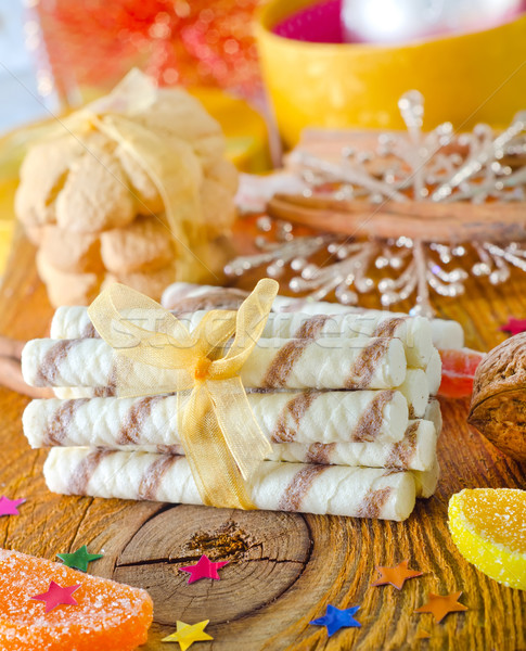 Foto stock: Navidad · cookies · mesa · invierno · pelota · té