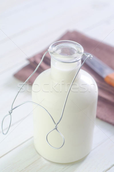 Latte bottiglia legno bere mangiare bianco Foto d'archivio © tycoon