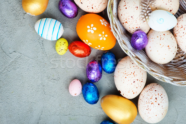 Húsvét húsvéti tojások virágok textúra fa otthon Stock fotó © tycoon