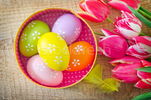 Easter eggs Pasqua primavera legno natura uovo Foto d'archivio © tycoon