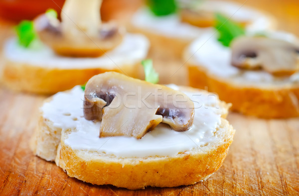 Foto d'archivio: Pane · funghi · verde · colazione · sandwich · bianco