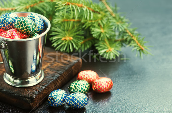 Karácsony cukorka asztal csokoládé dekoráció étel Stock fotó © tycoon