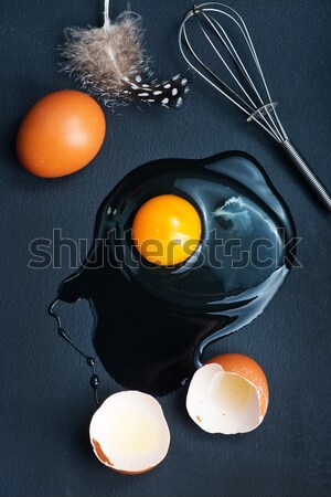 Foto stock: Crudo · huevos · pollo · mesa · de · cocina · Shell · blanco