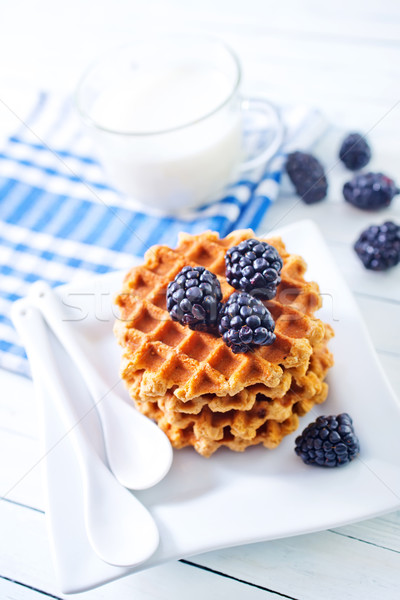 Waffel Essen Herz Schokolade Platte Frühstück Stock foto © tycoon