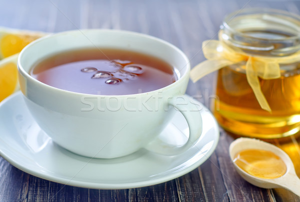 Frischen Tee Honig Zitrone Blume Tabelle Stock foto © tycoon