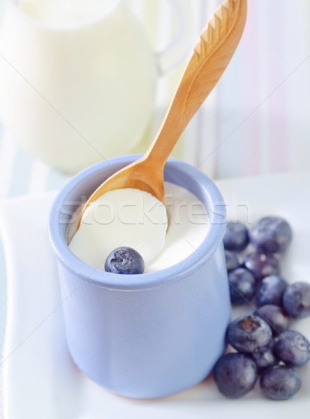 Foto d'archivio: Yogurt · mirtillo · alimentare · natura · sfondo · blu