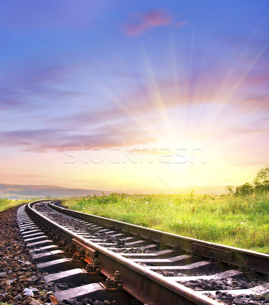 Eisenbahn Sonne Natur Licht Hintergrund orange Stock foto © tycoon