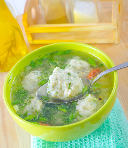 Frischen Suppe Gesundheit Ball Platte Fleisch Stock foto © tycoon