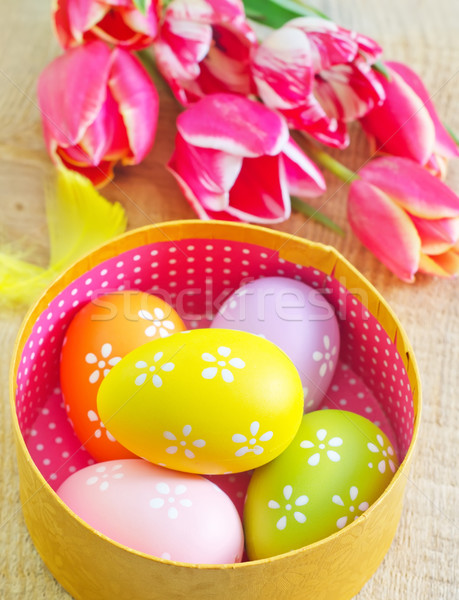 Foto d'archivio: Easter · eggs · finestra · tavola · texture · primavera · vernice