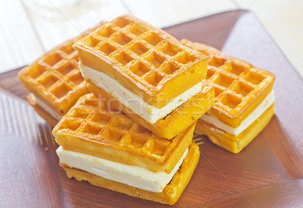 Waffle saúde fundo bolo laranja tabela Foto stock © tycoon