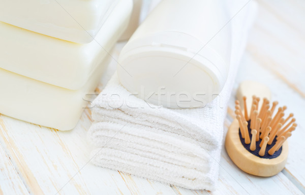 毛巾 洗髮水 花卉 藍色 放鬆 顏色 商業照片 © tycoon