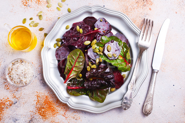 Salata fındık Metal plaka bahar doğa Stok fotoğraf © tycoon