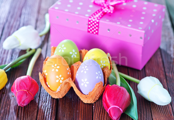 Stok fotoğraf: Paskalya · yumurtası · çiçekler · Paskalya · tablo · bahar · gıda