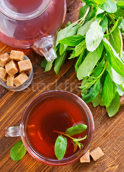 Menthe thé verre fond médecine déjeuner Photo stock © tycoon