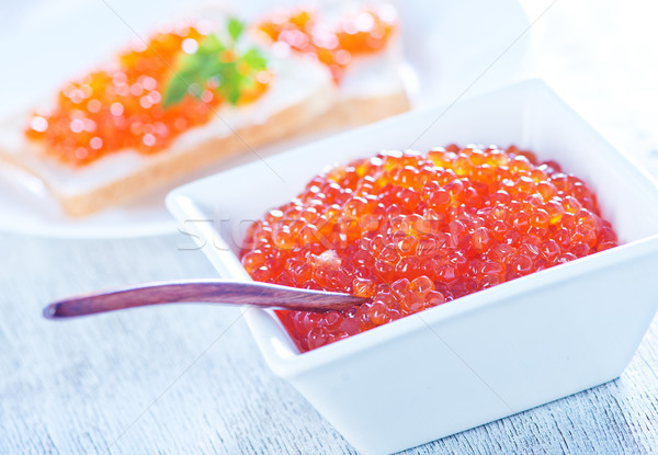 Foto stock: Salmón · caviar · pan · mesa · luz · verde