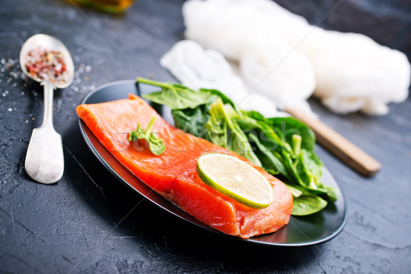 Сток-фото: лосося · лимона · свежие · шпинат · диета · продовольствие