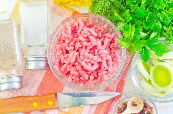 Stockfoto: Vlees · tabel · vet · koken · eten · vers