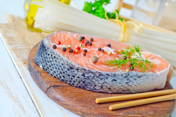 Somon gıda balık deniz yeşil akşam yemeği Stok fotoğraf © tycoon