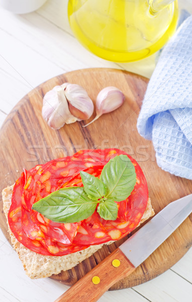 bread with salami Stock photo © tycoon