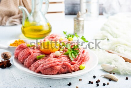 Stockfoto: Ruw · kebab · groenten · plaat · tabel · voedsel