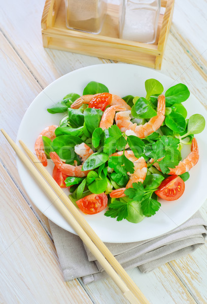 shrimps with salad Stock photo © tycoon