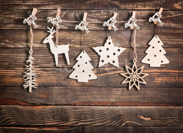 Natale decorazione tavolo in legno carta albero sfondo Foto d'archivio © tycoon