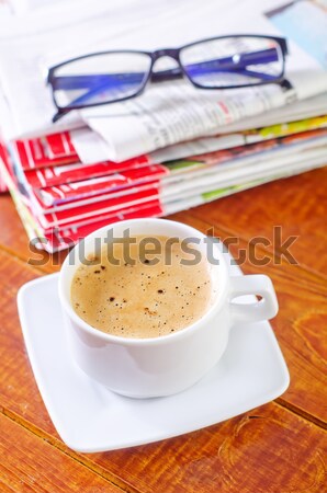 Café trabajo periódico gafas estudio Trabajo Foto stock © tycoon