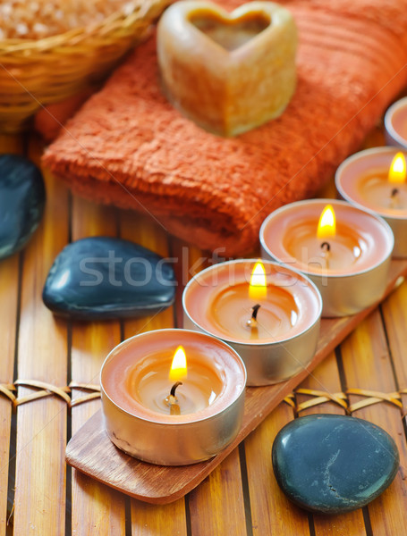 Foto stock: Velas · flor · cuerpo · salud · fondo · medicina