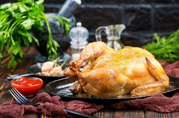 жареная курица Spice таблице продовольствие куриные обеда Сток-фото © tycoon
