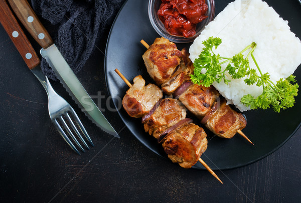 Kebab bouilli riz plaque stock photo [[stock_photo]] © tycoon