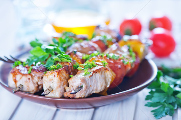 жареный кебаб пластина таблице продовольствие вечеринка Сток-фото © tycoon