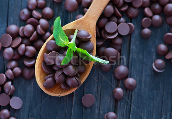 Csokoládé édes fakanál asztal textúra étel Stock fotó © tycoon