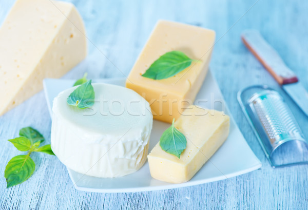 сыра базилик пластина таблице зеленый фермы Сток-фото © tycoon