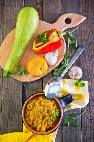 Plantaardige kaviaar kom tabel voedsel achtergrond Stockfoto © tycoon
