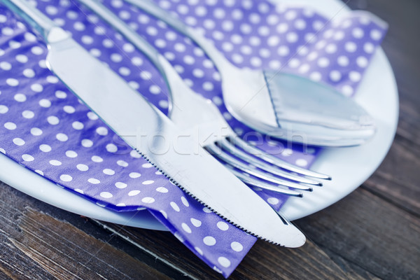 çatal bıçak arka plan mutfak restoran tablo Stok fotoğraf © tycoon