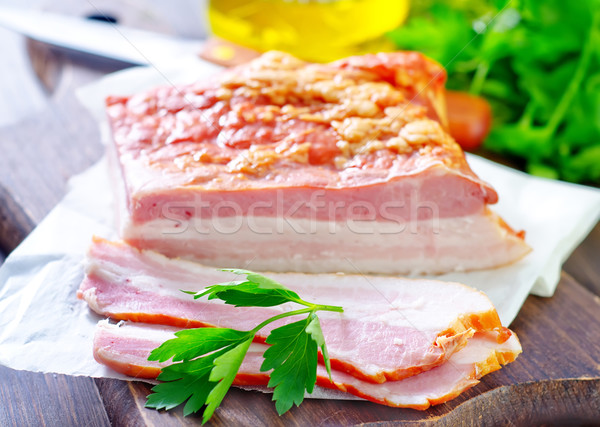 Foto stock: Peças · fumado · carne · de · porco · bacon · comida · carne