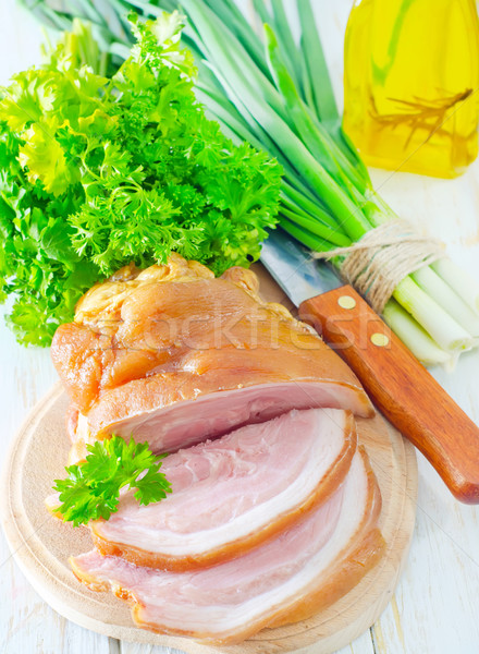 Wędzony żywności mięsa tłuszczu pokładzie marmuru Zdjęcia stock © tycoon